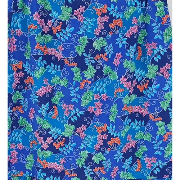 Vintage Handmade Blue & Purple Floral Print Tropical Hawaiian Vibes Skirt Small - Picture 5 of 7